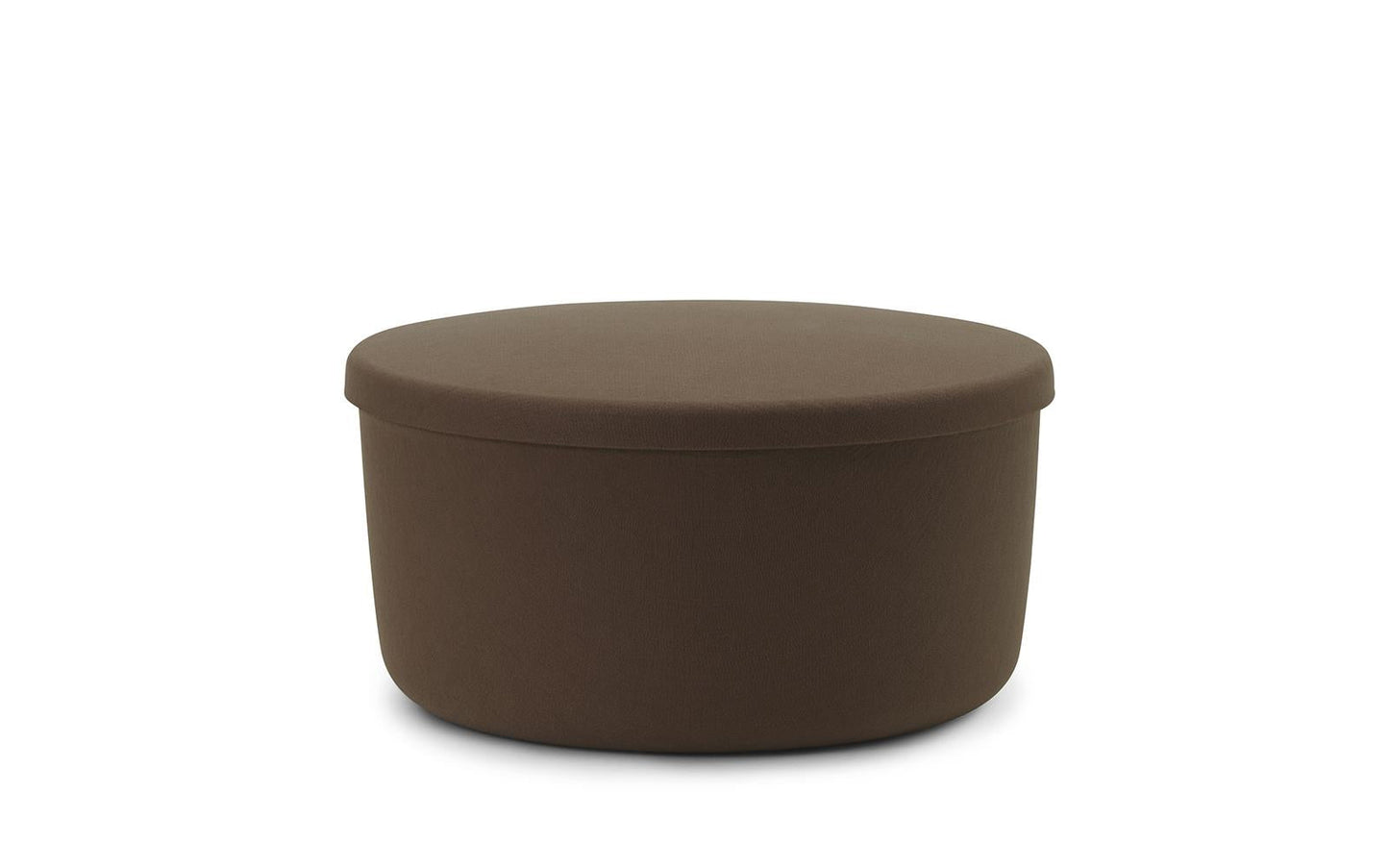 Velour puf i brun med låg