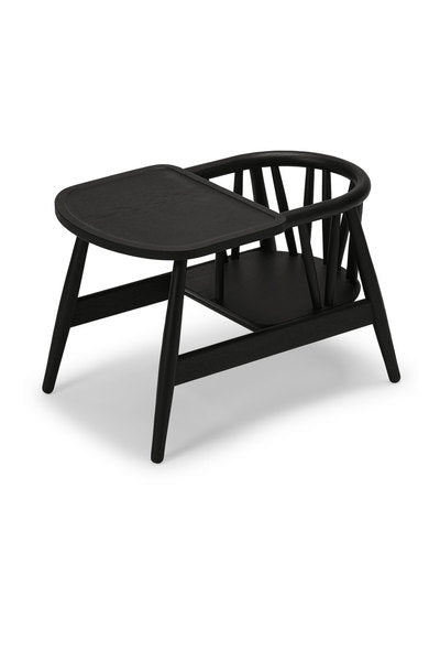 Børnestol med bord i sort bejset egetræ