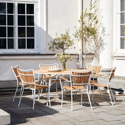 Marguerit havemøbelsæt m. rundt bord + 6 stole, taupe - Mandalay